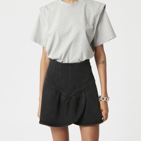 Isabel Marant “Dimenia” Wrap Effect Denim Mini Skirt Gray/Black Size 40 EUC - Picture 3 of 11